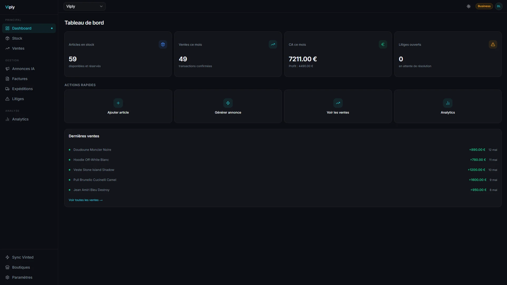 Dashboard Viply